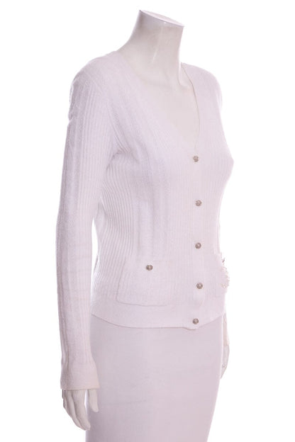 Chanel 2022/2023 CC Logo White Cardigan SZ 38