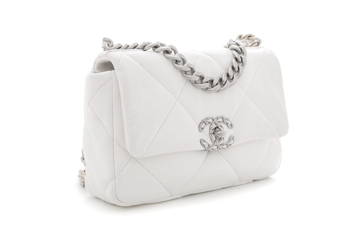 Chanel 19 White Puff Quilted Lambskin Handbag