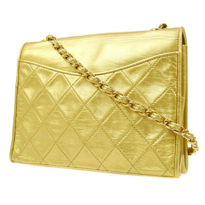 CHANEL 1989-1991 Gold Lambskin Diamond Shoulder Bag