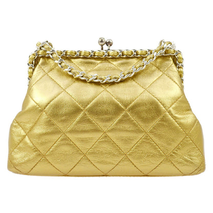 CHANEL 1994-1996 Gold Lambskin SHW Kisslock Shoulder Bag