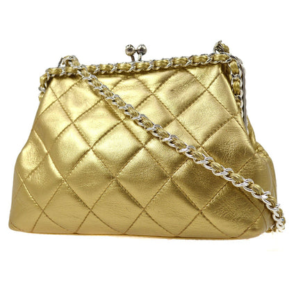 CHANEL 1994-1996 Gold Lambskin SHW Kisslock Shoulder Bag