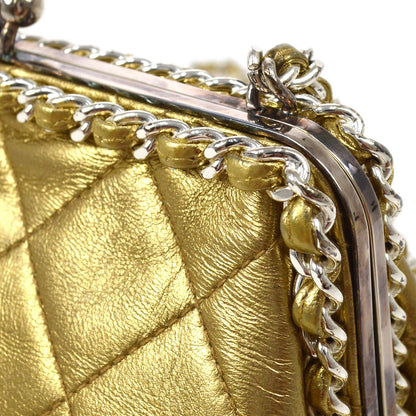 CHANEL 1994-1996 Gold Lambskin SHW Kisslock Shoulder Bag