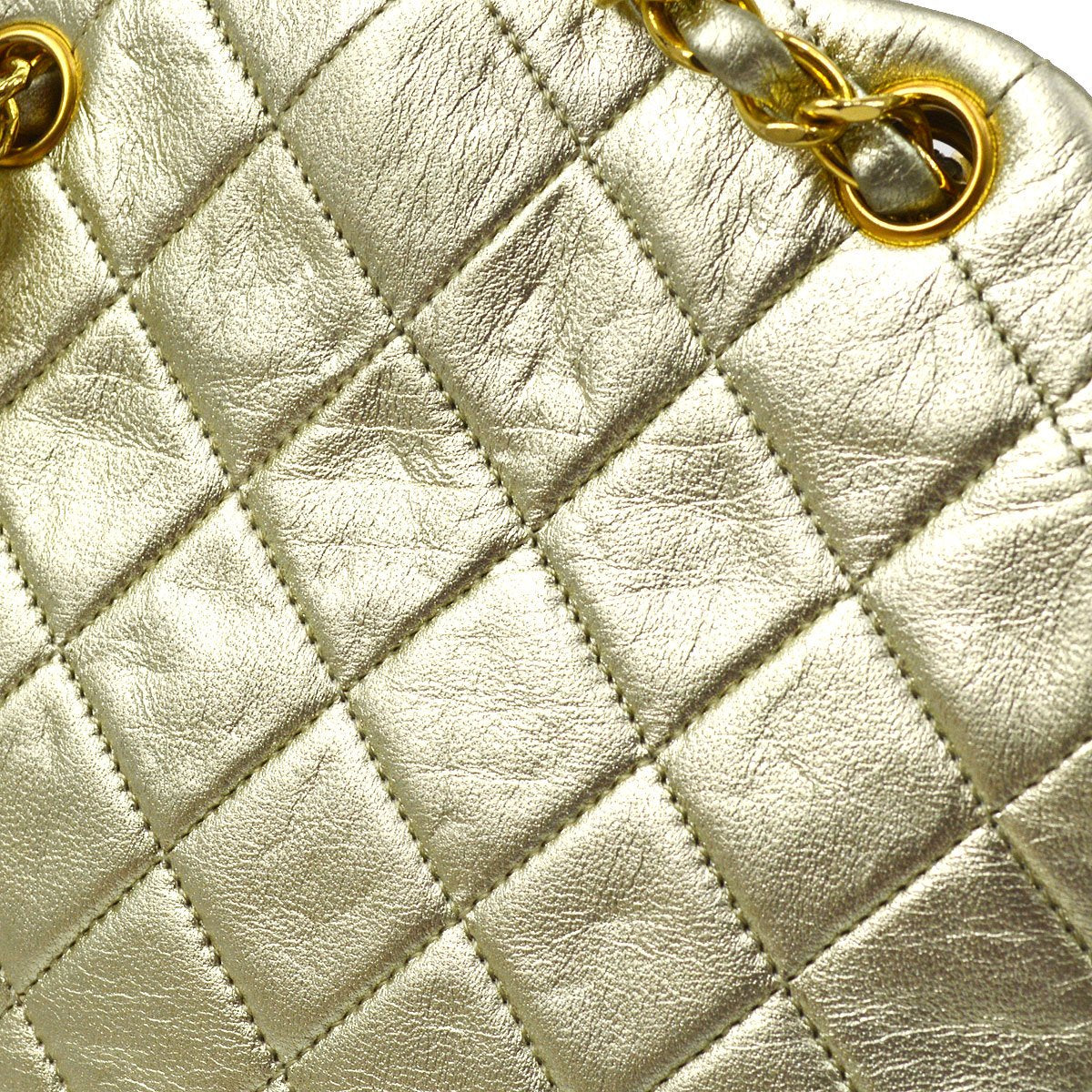 CHANEL 1989-1991 Gold Lambskin Kisslock Shoulder Bag