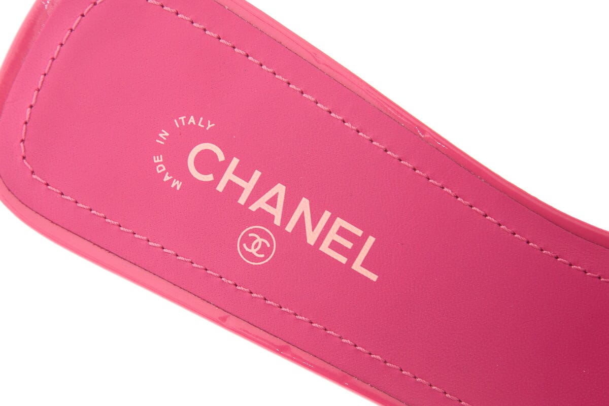 Chanel 2022 SS Pink CC Sandal Mules SZ 37.5