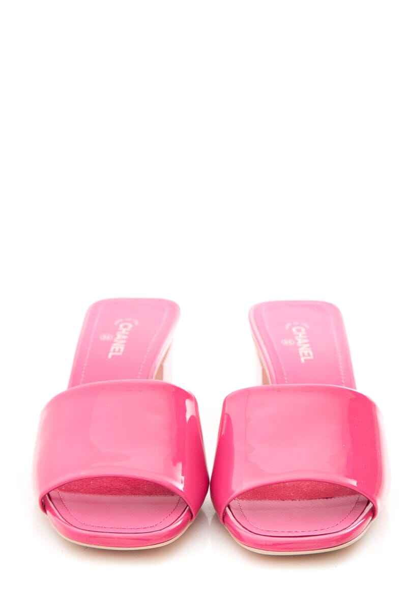 Chanel 2022 SS Pink CC Sandal Mules SZ 37.5