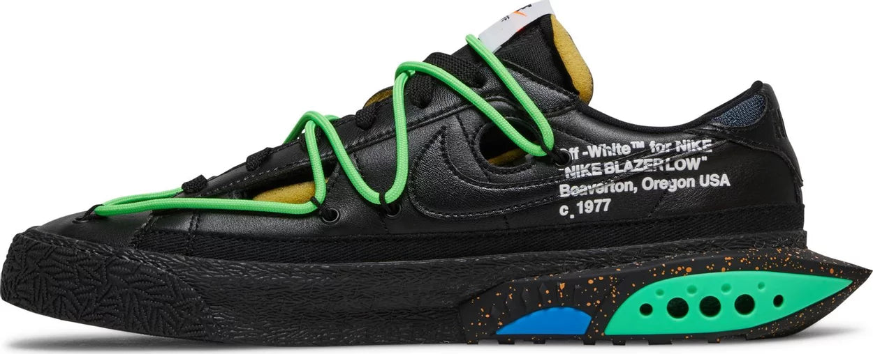 Blazer Low x Off-White Black and Electro Green (2022) Sneakers for Unisex