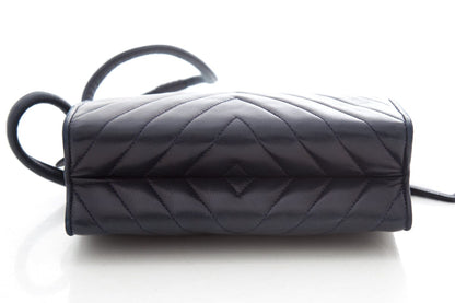 Chanel 1989-91 Navy Chevron Lambskin Handbag