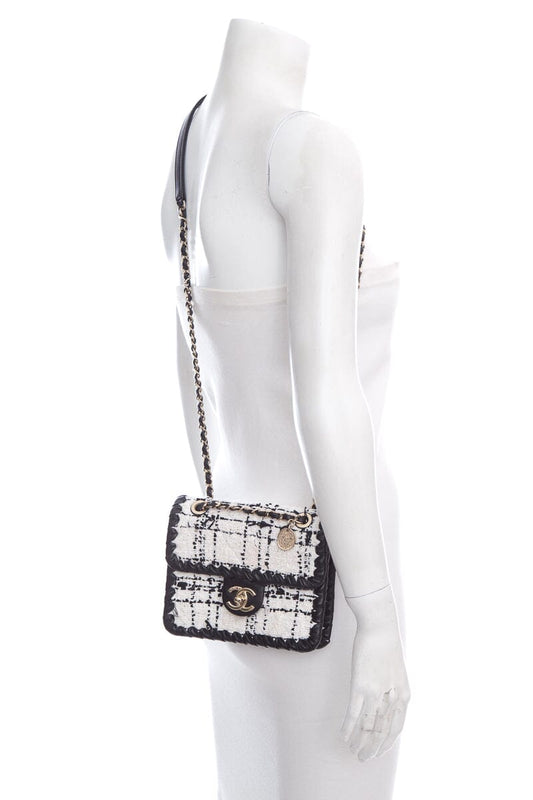 Chanel 2022+ Black &amp; White Tweed Flap Cross-Body AS IS