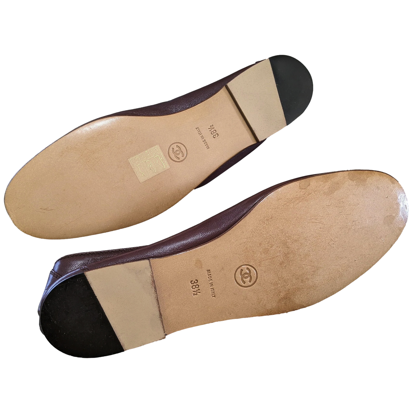 Chanel 1990s Chocolat Kid Ballet Flat Pumps Ballerines en Chevreaux Xtra Soft Sz 38.5, New! 