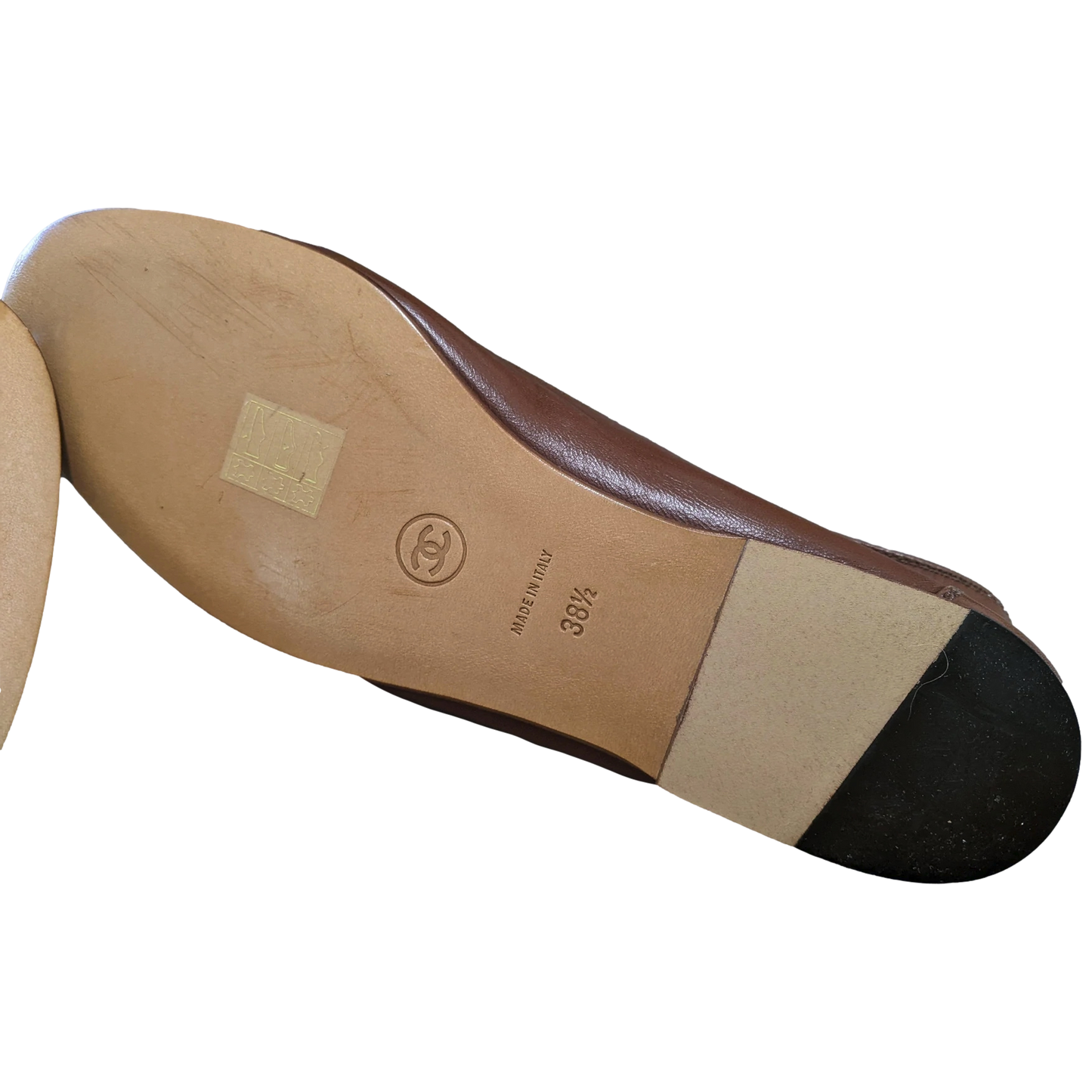 Chanel 1990s Marron Kid Ballet Flat Pumps Ballerines en Chevreaux Xtra Soft Sz 38.5, New! 