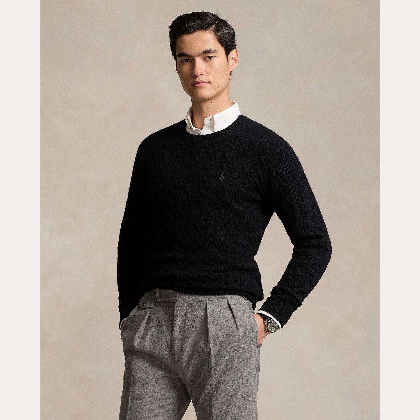 CABLE-KNIT WOOL-CASHMERE SWEATER