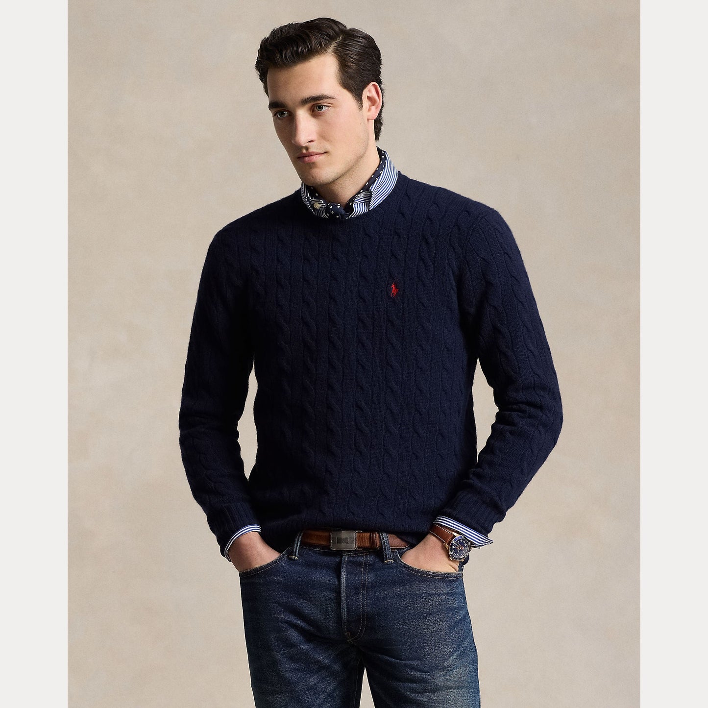 CABLE-KNIT WOOL-CASHMERE SWEATER