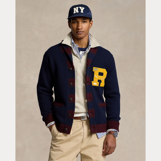 WOOL-BLEND LETTERMAN CARDIGAN