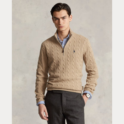 CABLE-KNIT WOOL-CASHMERE SWEATER