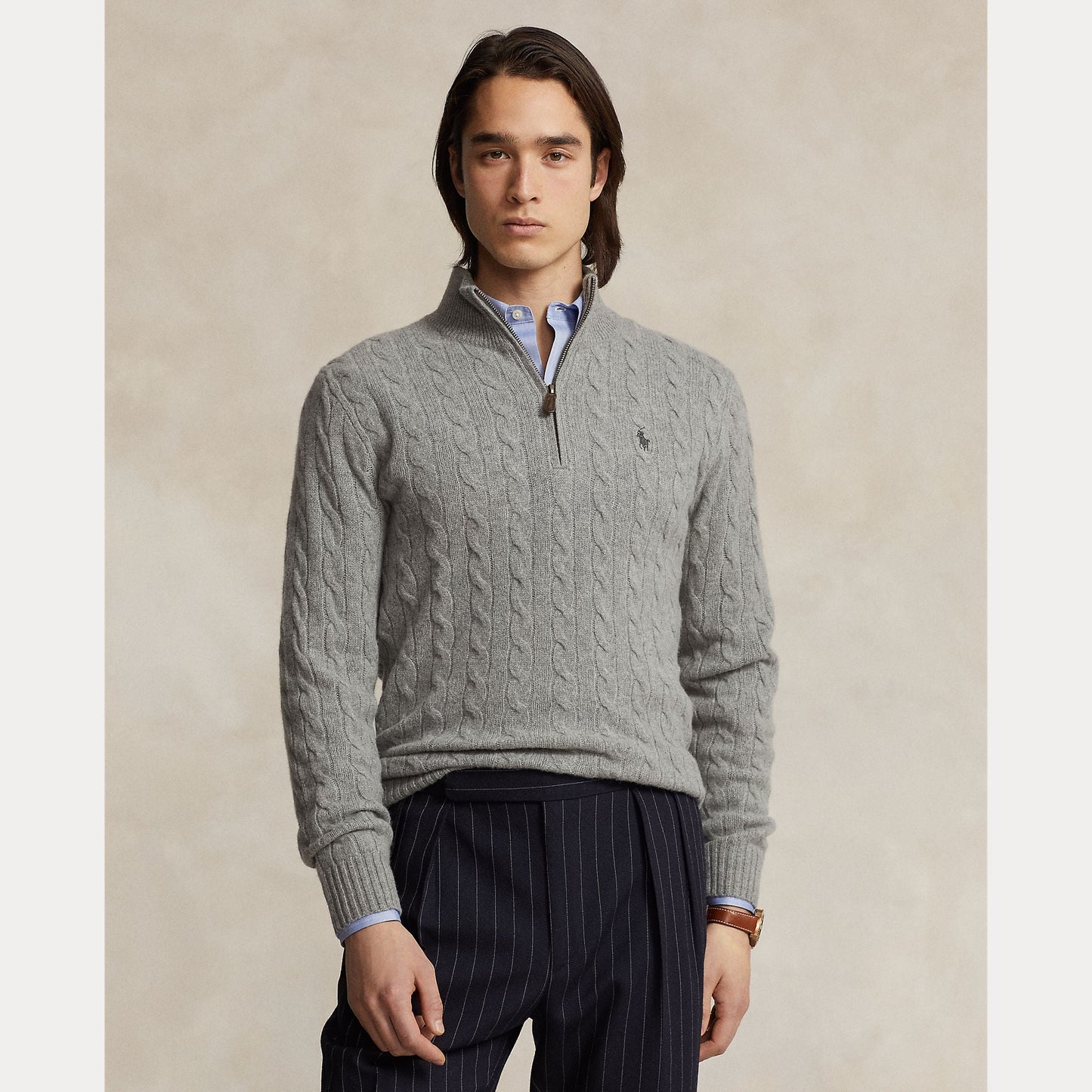 CABLE-KNIT WOOL-CASHMERE SWEATER