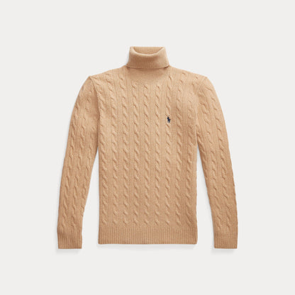 CABLE WOOL-CASHMERE TURTLENECK SWEATER