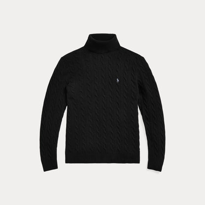 CABLE WOOL-CASHMERE TURTLENECK SWEATER