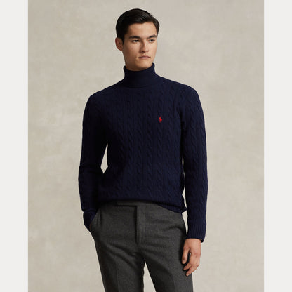 CABLE WOOL-CASHMERE TURTLENECK SWEATER