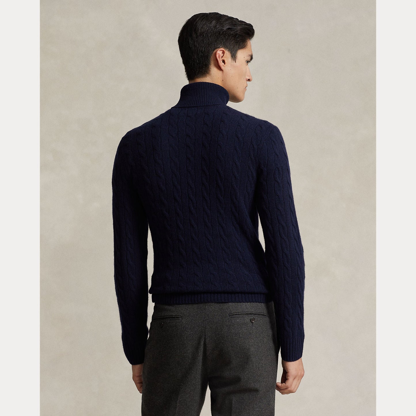 CABLE WOOL-CASHMERE TURTLENECK SWEATER