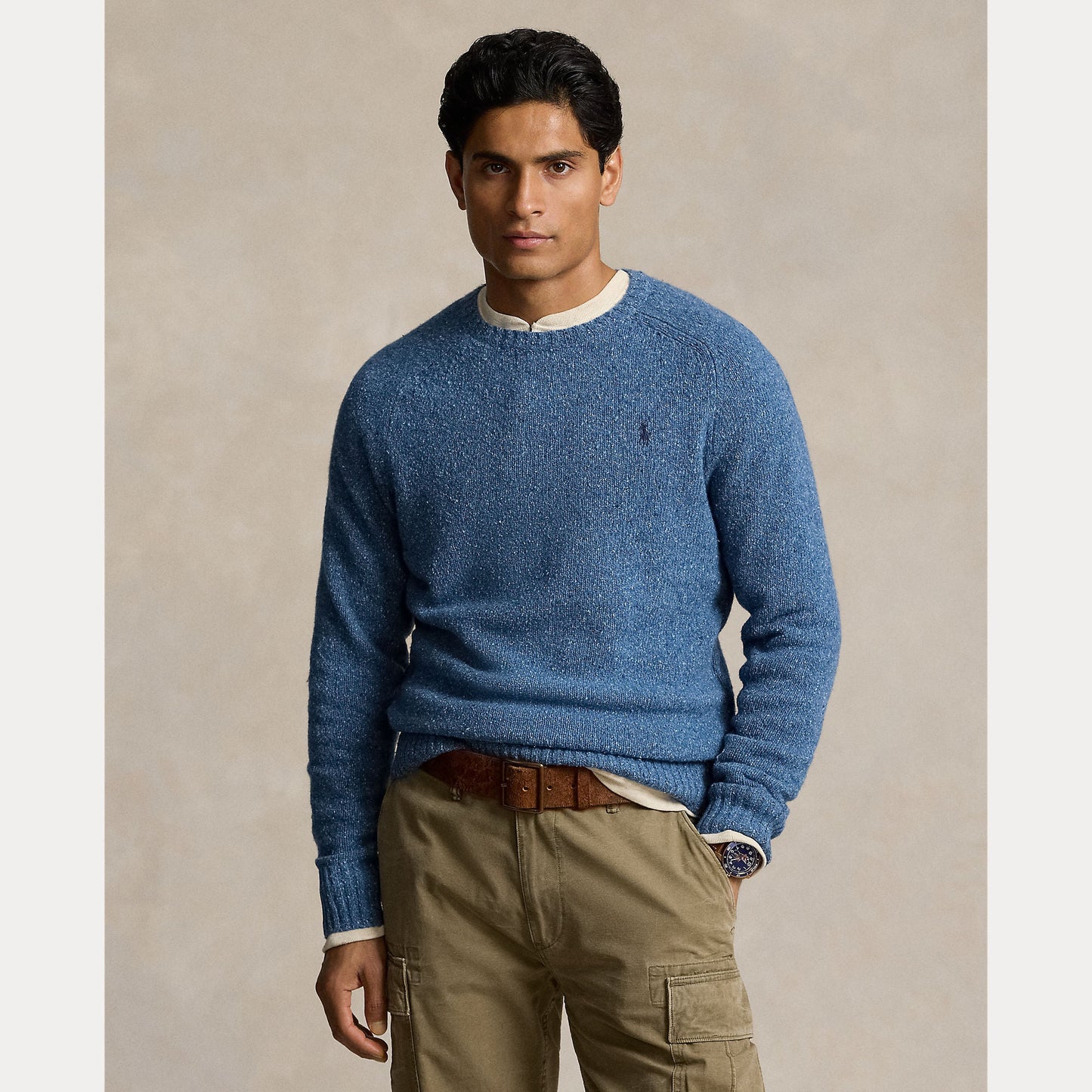 SPECKLED WOOL-BLEND CREWNECK SWEATER