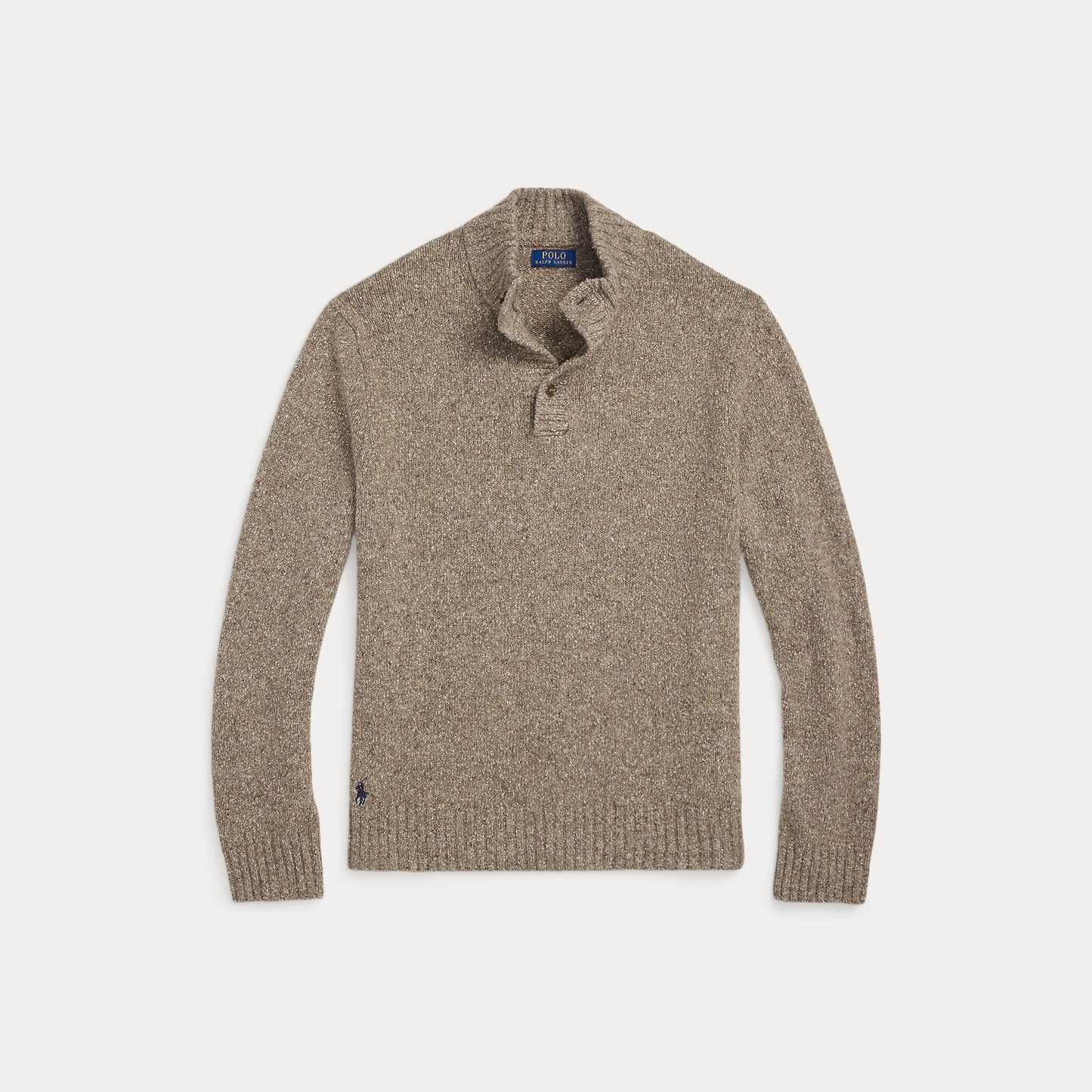 SPECKLED WOOL-BLEND MOCKNECK SWEATER