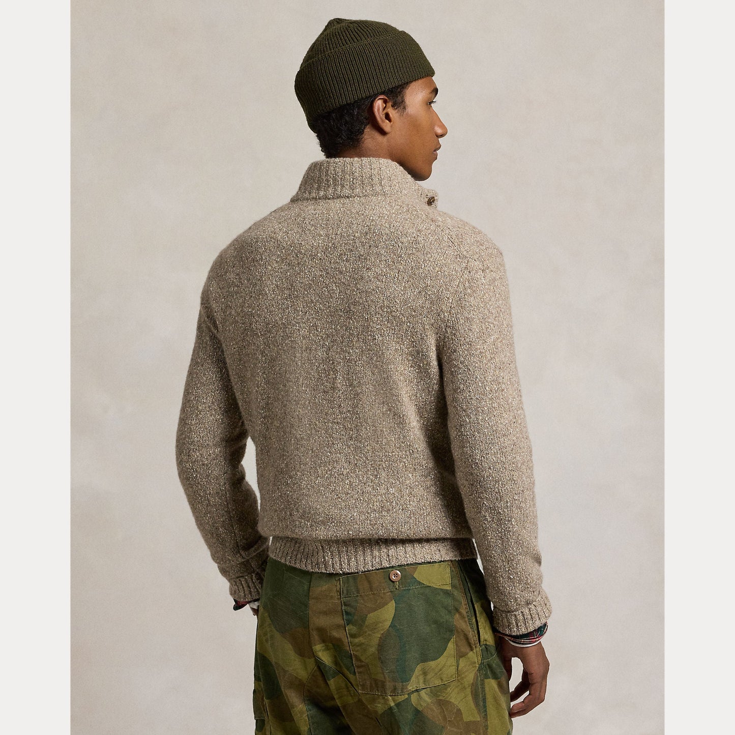 SPECKLED WOOL-BLEND MOCKNECK SWEATER