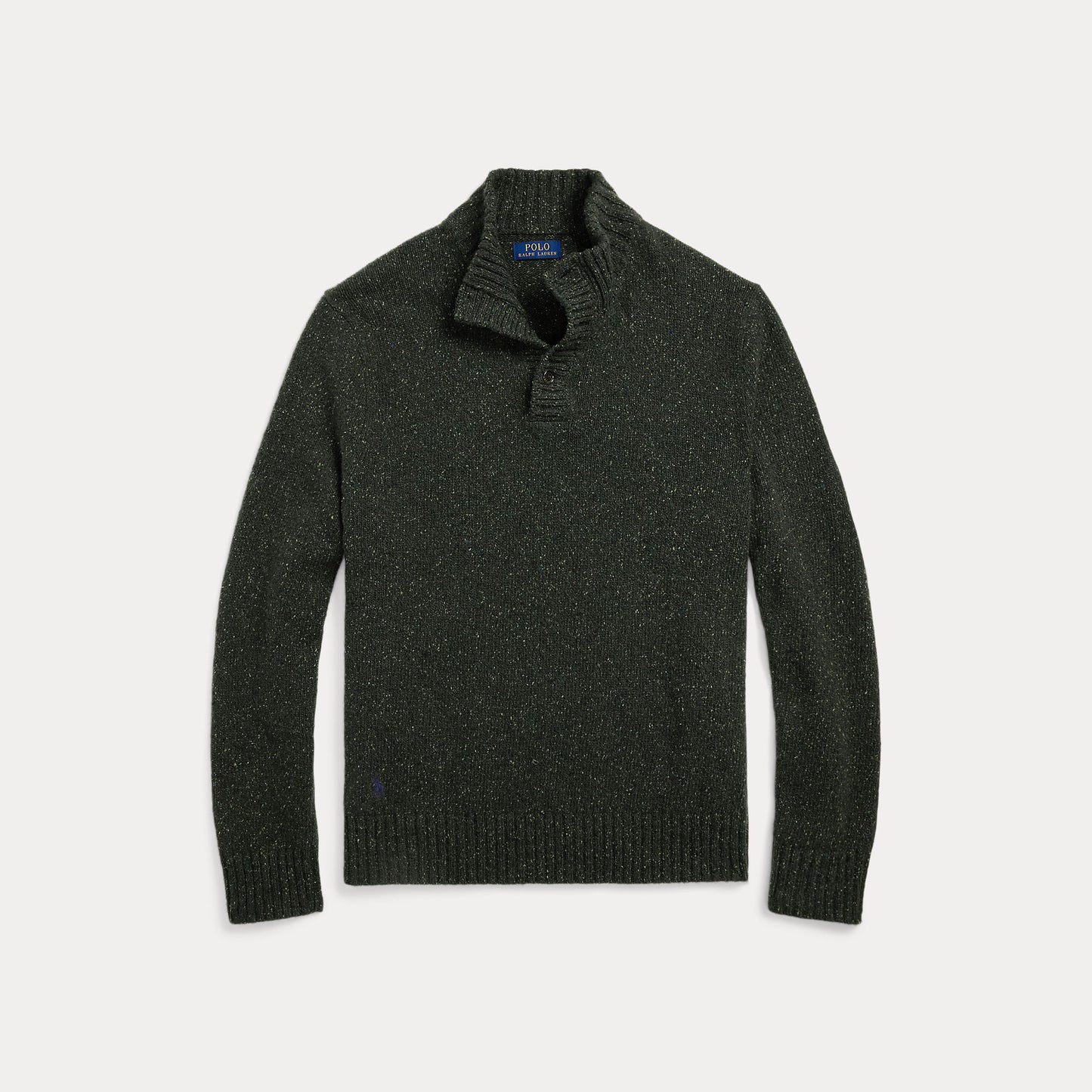 SPECKLED WOOL-BLEND MOCKNECK SWEATER