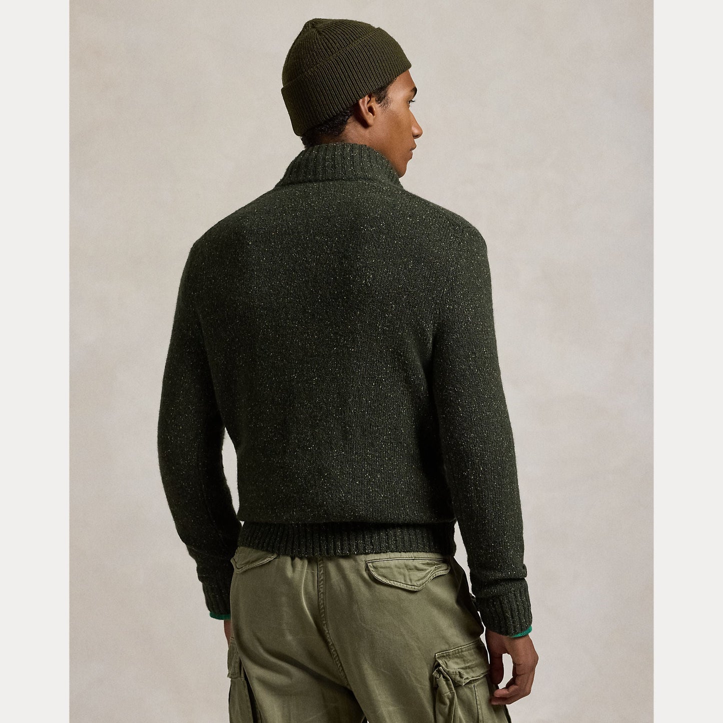 SPECKLED WOOL-BLEND MOCKNECK SWEATER