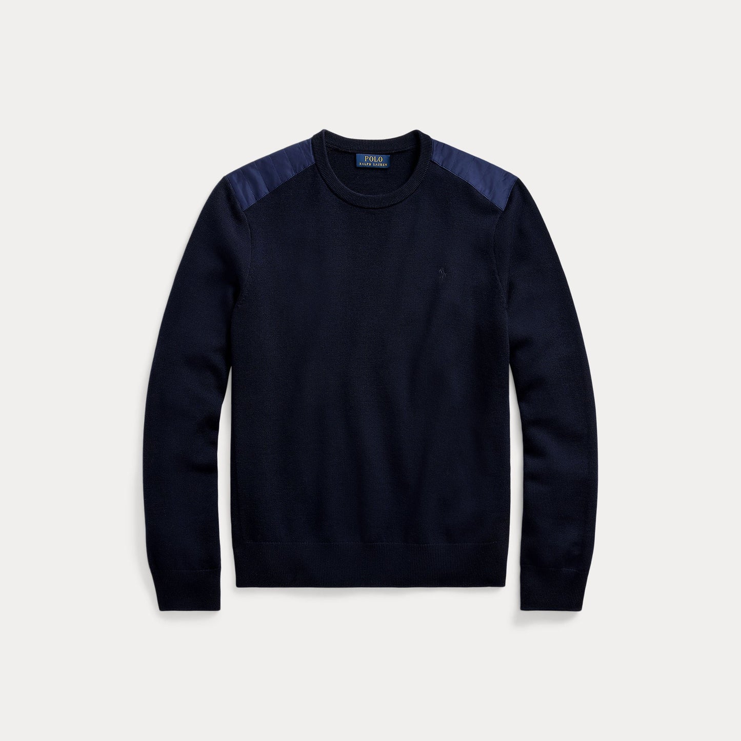 CONTRAST-PANEL WOOL CREWNECK SWEATER