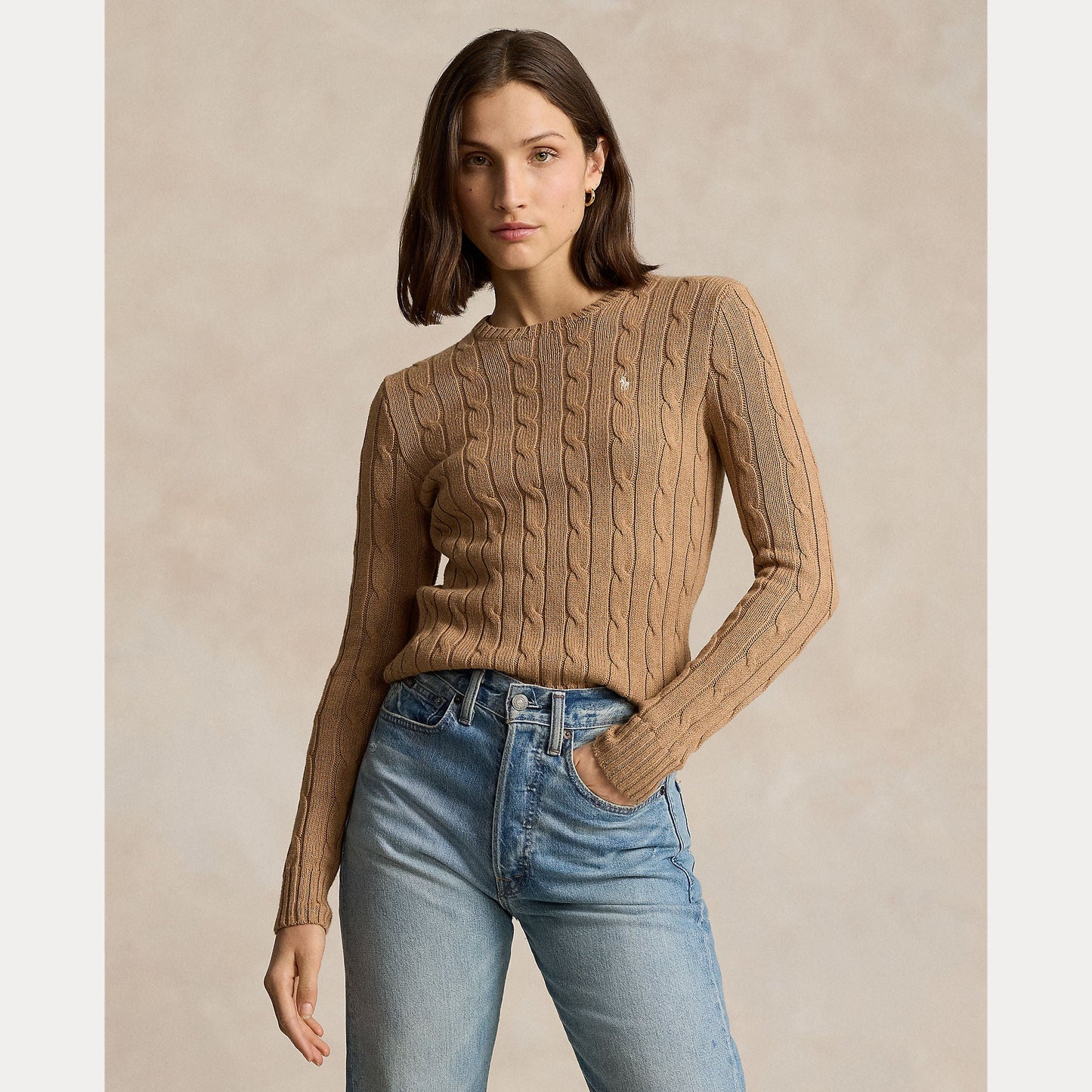 CABLE-KNIT COTTON CREWNECK SWEATER