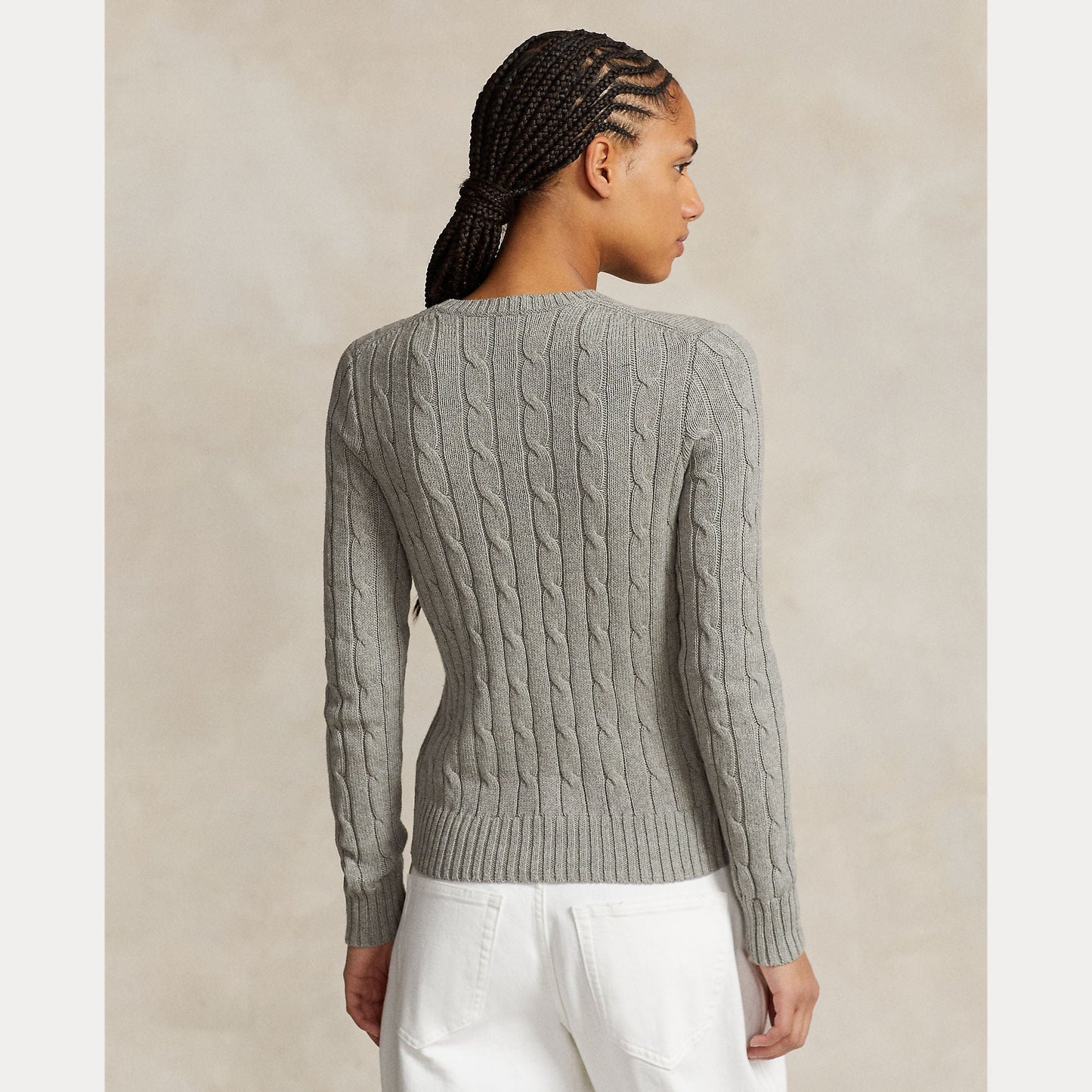 CABLE-KNIT COTTON CREWNECK SWEATER