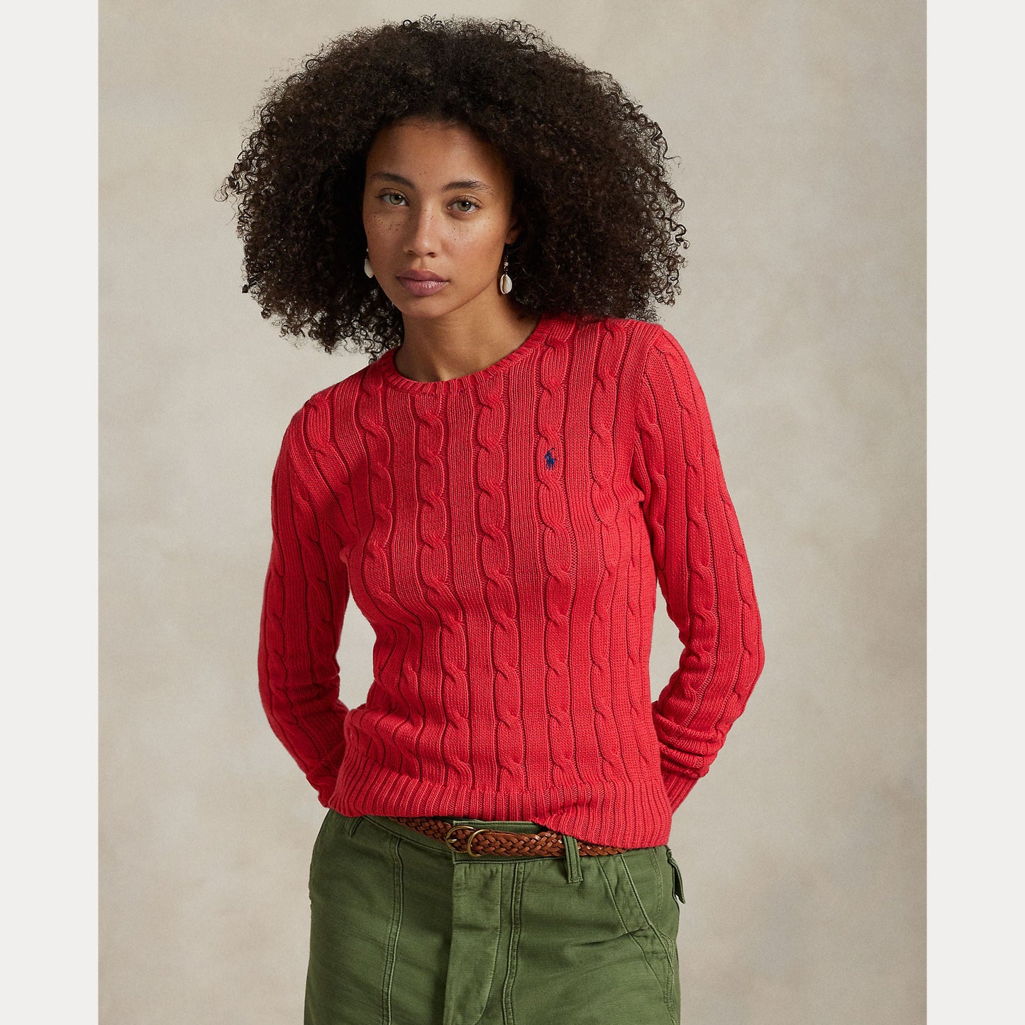 CABLE-KNIT COTTON CREWNECK SWEATER