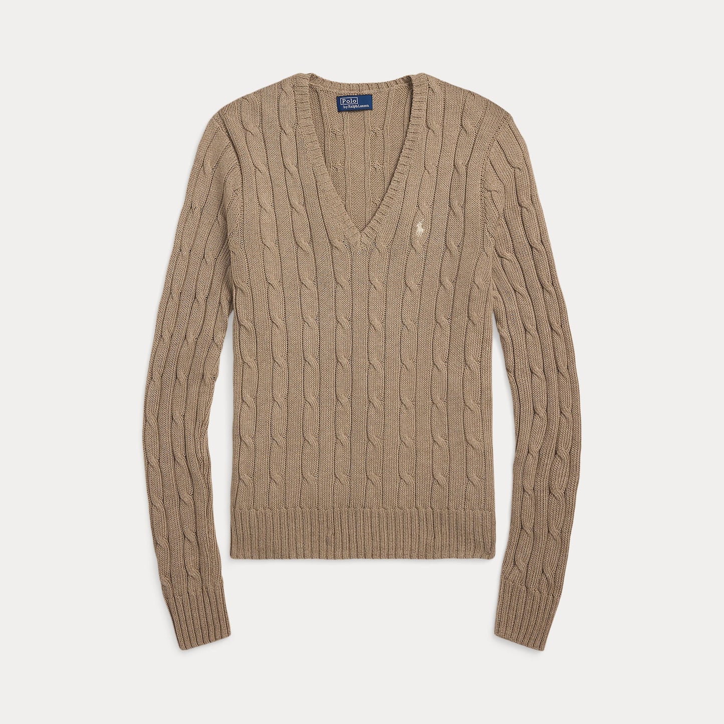 CABLE-KNIT COTTON V-NECK SWEATER