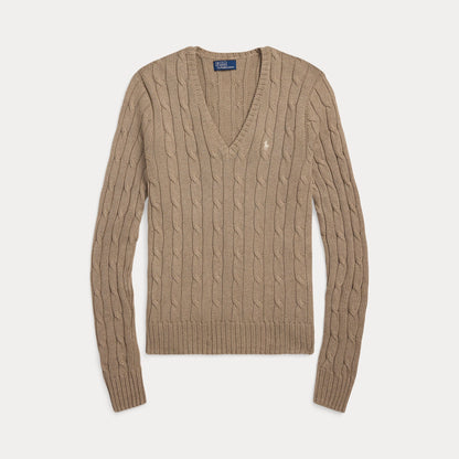 CABLE-KNIT COTTON V-NECK SWEATER