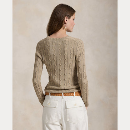 CABLE-KNIT COTTON V-NECK SWEATER