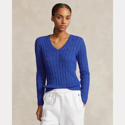 CABLE-KNIT COTTON V-NECK SWEATER