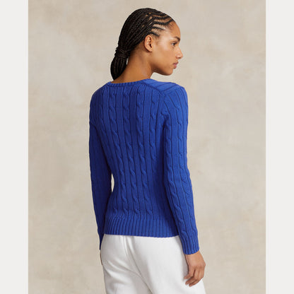 CABLE-KNIT COTTON V-NECK SWEATER