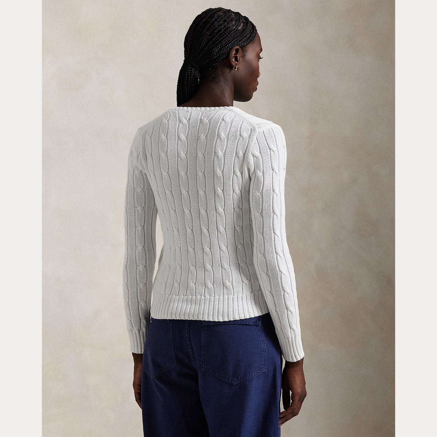 CABLE-KNIT COTTON V-NECK SWEATER