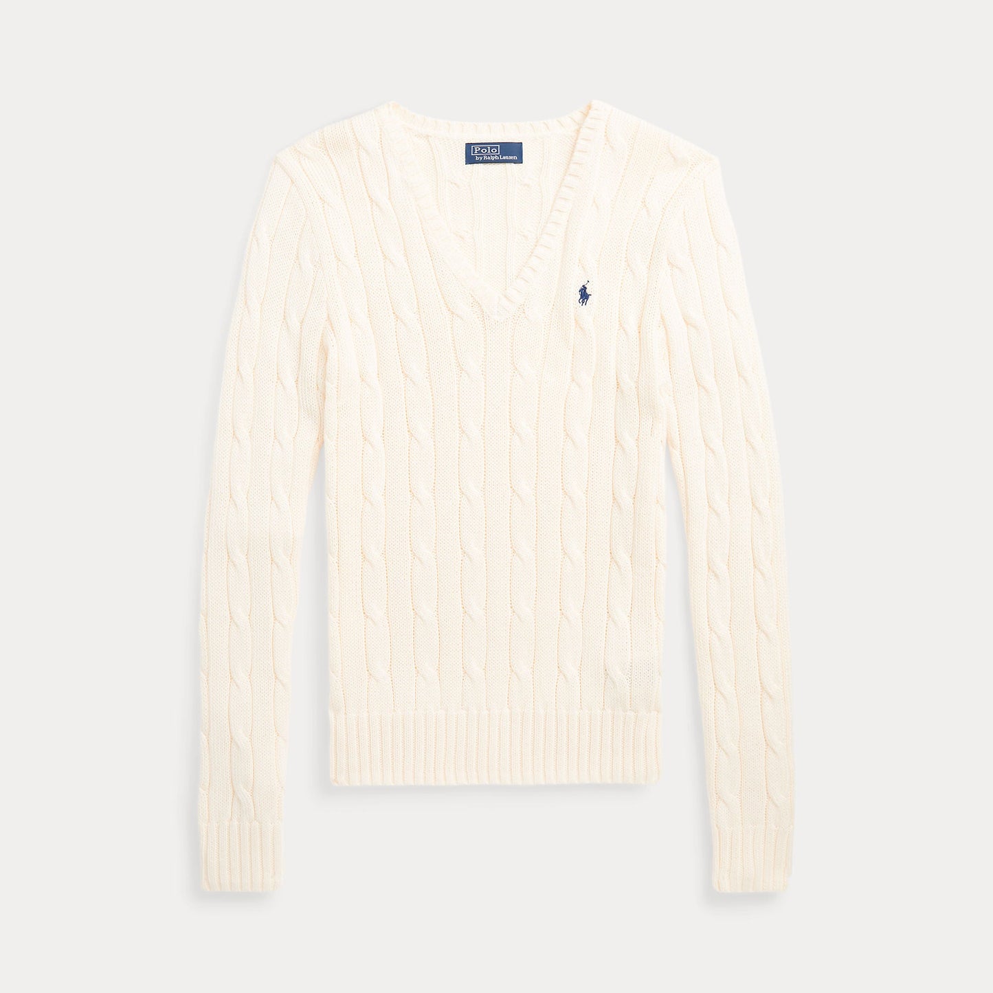 CABLE-KNIT COTTON V-NECK SWEATER