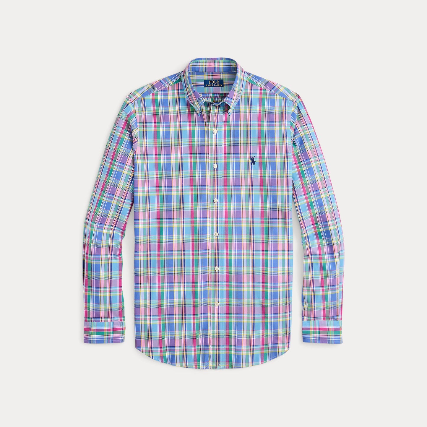 CUSTOM FIT PLAID STRETCH POPLIN SHIRT