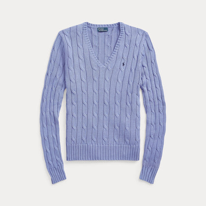 CABLE-KNIT COTTON V-NECK SWEATER