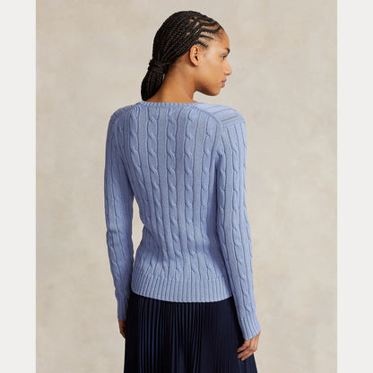 CABLE-KNIT COTTON V-NECK SWEATER