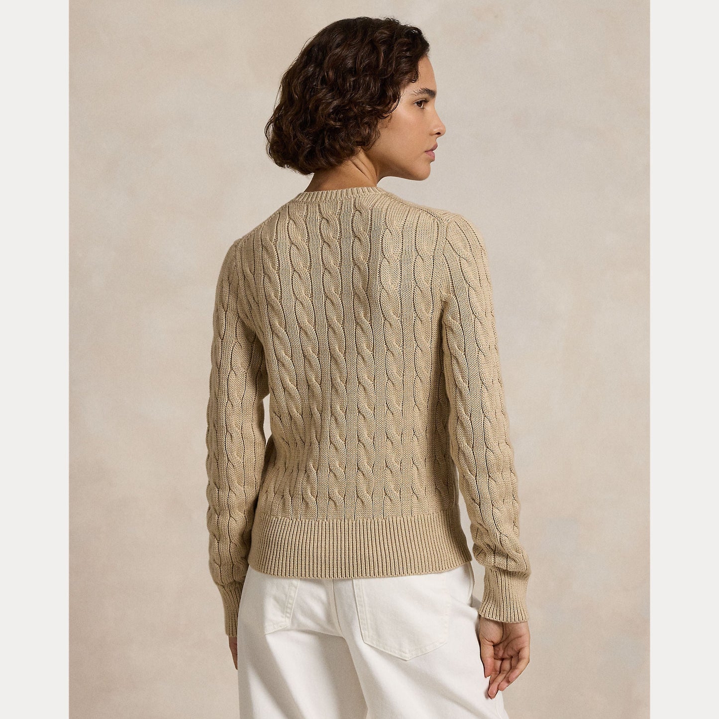 CABLE-KNIT COTTON CREWNECK CARDIGAN