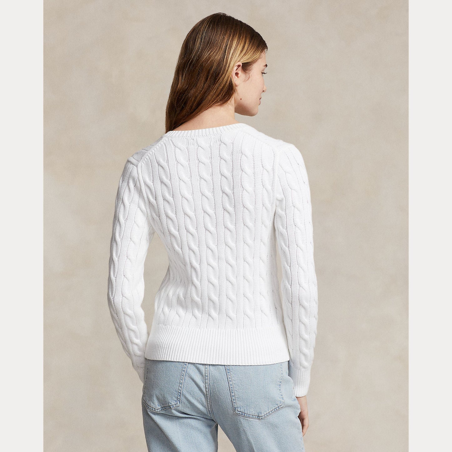 CABLE-KNIT COTTON CREWNECK CARDIGAN