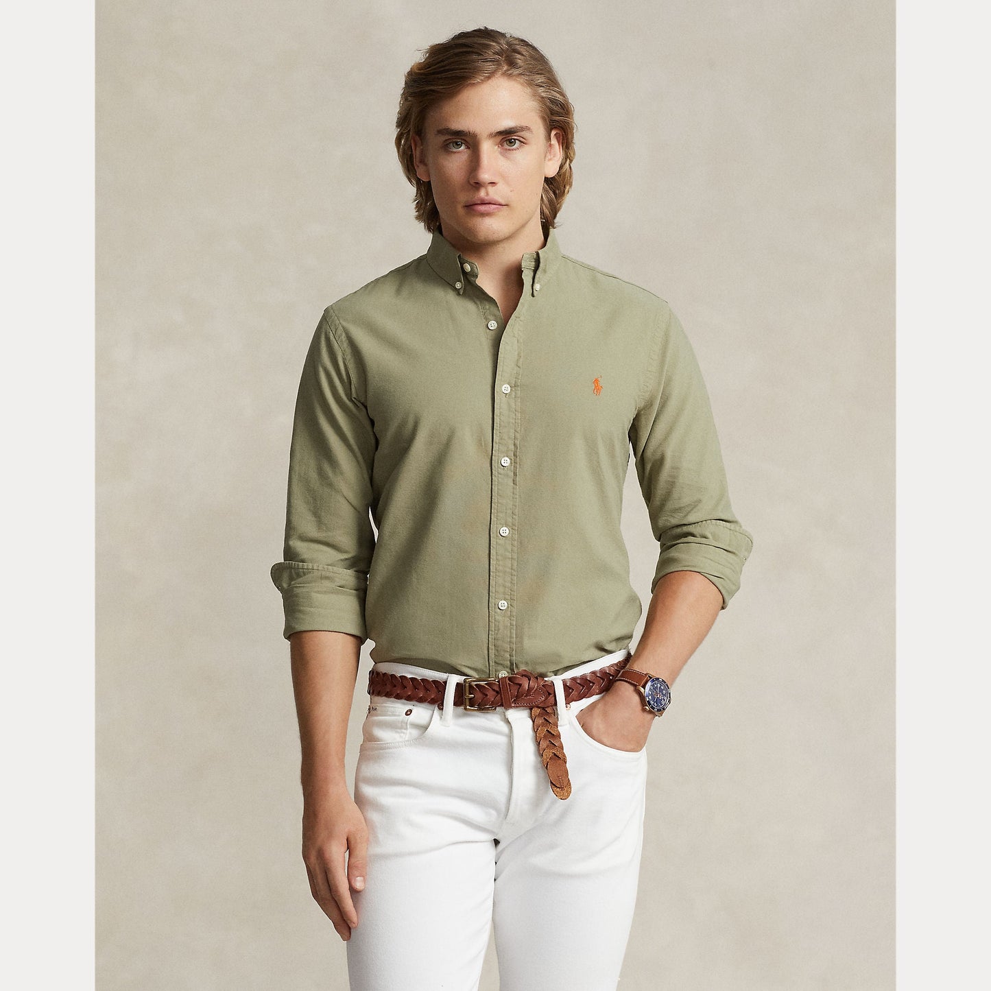 SLIM FIT GARMENT-DYED OXFORD SHIRT