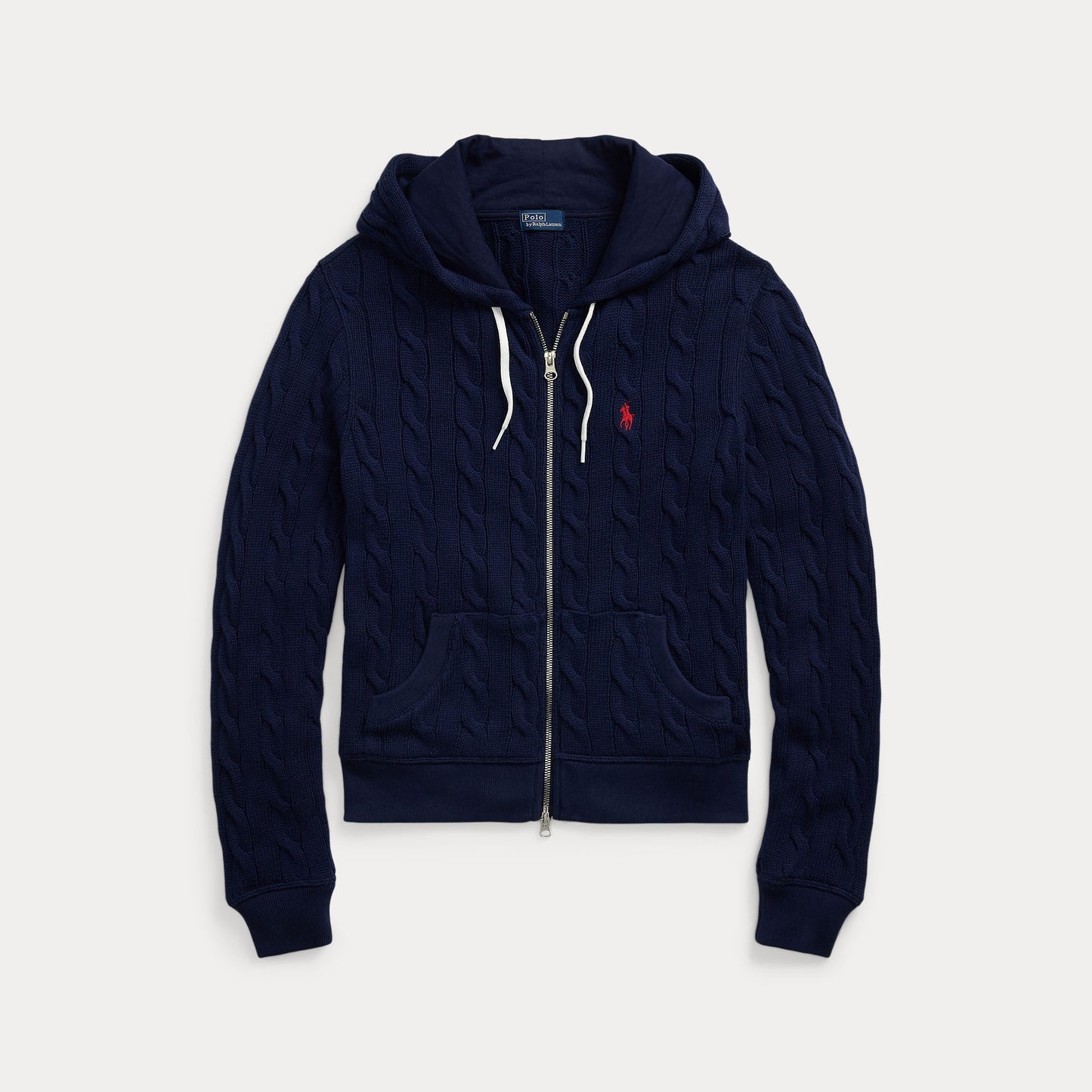 CABLE-KNIT COTTON FULL-ZIP HOODIE