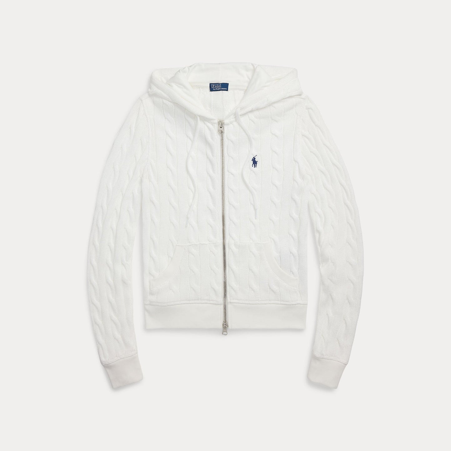 CABLE-KNIT COTTON FULL-ZIP HOODIE