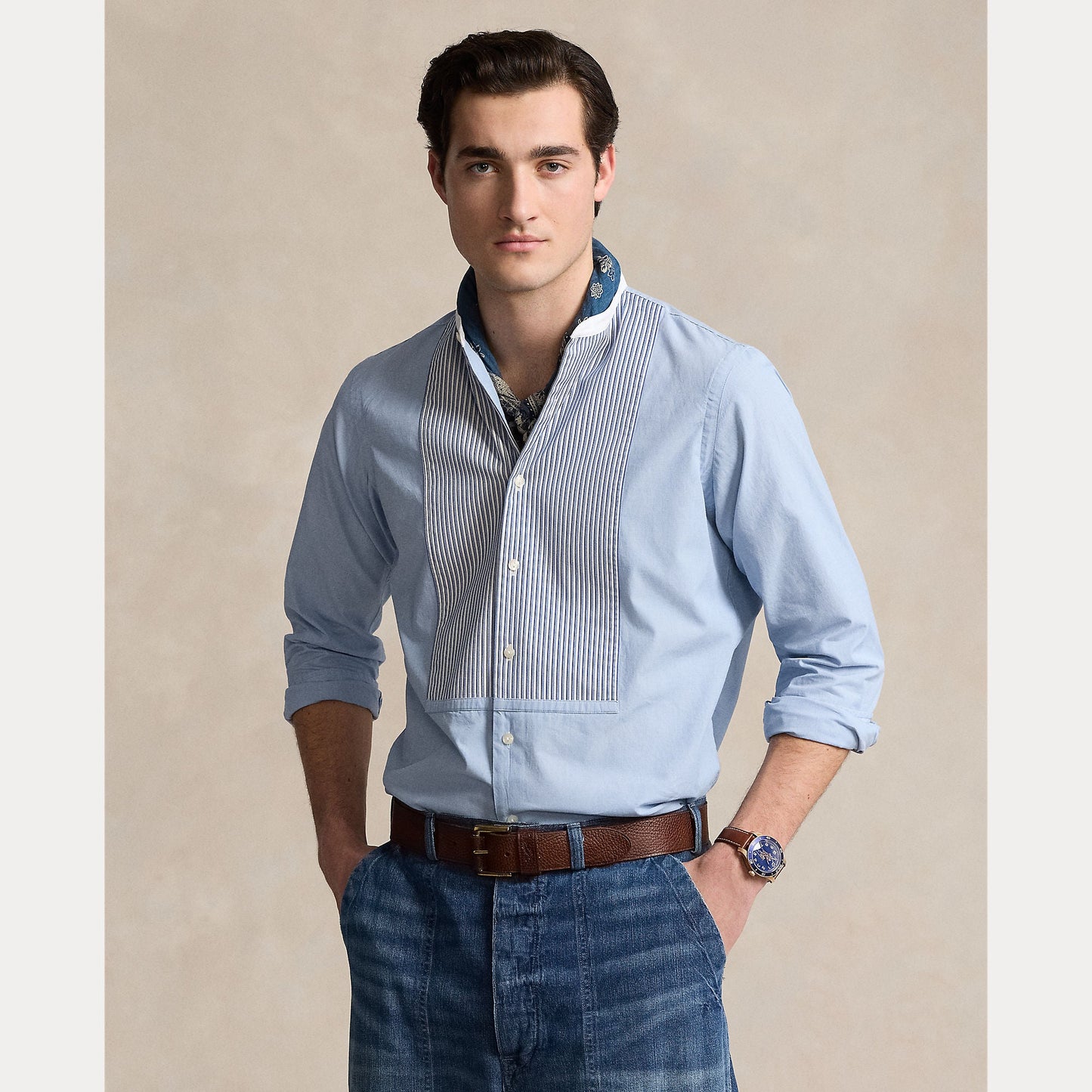 CLASSIC FIT END-ON-END BIB SHIRT