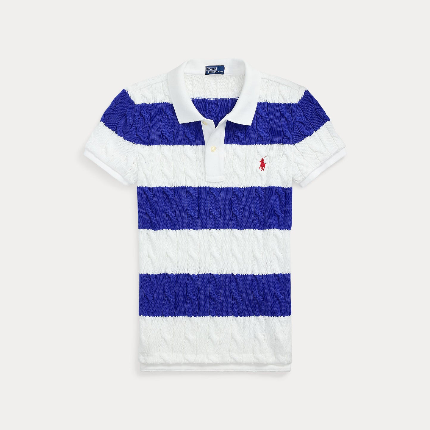 SLIM FIT CABLE-KNIT POLO SHIRT