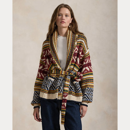 MULTI-PATTERN SHAWL CARDIGAN